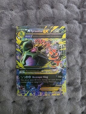 Pokemon M Tyranitar EX Holographic Card - Green, Yellow, Black, Purple